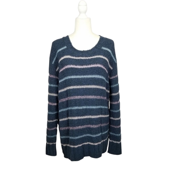 Susina blue multicolor pastel striped scoop neck sweater women's size XL NWT - Picture 1 of 8